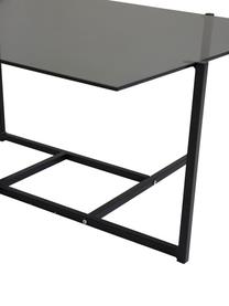 Metalen salontafel Hybrid met glazen tafelblad, Tafelblad: hard glas, Frame: gecoat metaal, Grijs, zwart, B 80 x H 80 cm