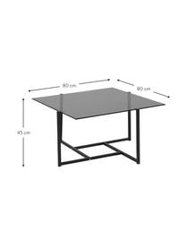 Metalen salontafel Hybrid met glazen tafelblad, Tafelblad: hard glas, Frame: gecoat metaal, Grijs, zwart, B 80 x H 80 cm