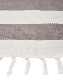 Pruhovaný ručne tkaný bavlnený behúň Blocker, Krémovobiela/svetlosivá