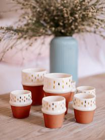 Tazza fatta a mano stile marocchino con dettagli dorati Beldi, Ceramica, Terracotta, crema, oro, Ø 8 x Alt. 11 cm