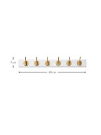 Garderobenleiste Edgy aus Holz mit 6 Haken, Metall, Mitteldichte Holzfaserplatte (MDF), Weiss, Goldfarben, B 60 x H 7 cm