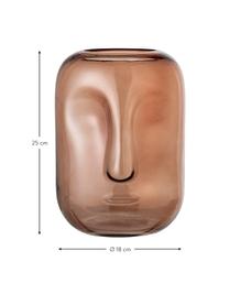 Glas-Vase Face, Glas, Braun, transparent, Ø 18 x H 25 cm