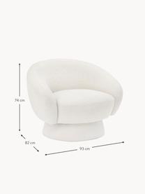 Sillón en tejido bouclé Ted, Tapizado: poliéster Alta resistenci, Estructura: madera de pino, madera co, Bouclé blanco, An 93 x F 82 cm