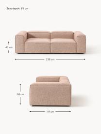 Modulares Sofa Lennon (3-Sitzer) aus Leinen-Mix, Bezug: 50 % Viskose, 25 % Leinen, Gestell: Fichtenholz, Sperrholz, m, Leinen-Mix Rostrot, B 238 x T 119 cm