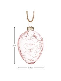 Handgefertigte Deko-Anhänger Clear, 3 Stück, Glas, Rosa, transparent, Ø 4 x H 6 cm