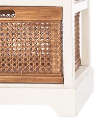 Wąska szafka z rattanu Bantu, Korpus: drewno sosnowe, kremowobi, Kremowobiały, brązowy, S 74 x W 77 cm