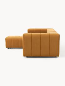 Modulares Samt-Sofa Lena (4-Sitzer) mit Hocker, Bezug: Samt (100 % Polyester) De, Gestell: Buchenholz, Spanplatte, H, Samt Ocker, B 287 x T 181 cm