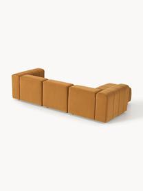 Modulares Samt-Sofa Lena (4-Sitzer) mit Hocker, Bezug: Samt (100 % Polyester) De, Gestell: Buchenholz, Spanplatte, H, Samt Ocker, B 287 x T 181 cm