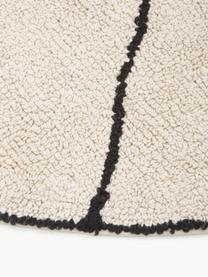 Tapis rond beige Trace, Coton recyclé (80 % coton, 20 % autres fibres), Beige clair, noir, Ø 160 cm (taille L)