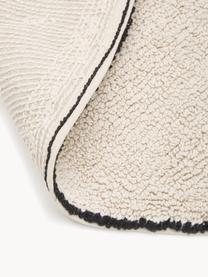 Tapis rond beige Trace, Coton recyclé (80 % coton, 20 % autres fibres), Beige clair, noir, Ø 160 cm (taille L)