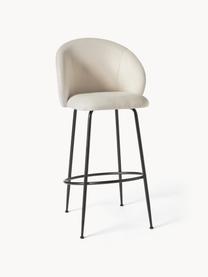 Tabouret de bar Luisa, Tissu blanc crème, cadre noir, larg. 54 x haut. 108 cm