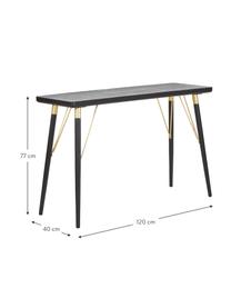 Consola de recibidor Jana, Estante: tablero de fibras de dens, Patas: metal, pintado, Negro, dorado, An 120 x F 40 cm