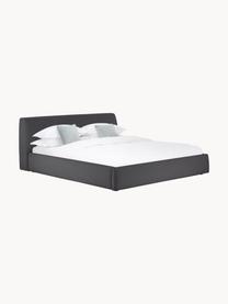 Letto imbottito con contenitore Cloud, Rivestimento: tessuto finemente struttu, Piedini: legno laccato Questo prod, Tessuto antracite, Larg. 140 x Lung. 200 cm