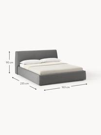 Cama tapizada Cloud, con espacio de almacenamiento, Tapizado: tejido finamente texturiz, Estructura: madera de pino maciza y m, Patas: madera pintada Este produ, Tejido gris antracita, An 140 x L 200 cm