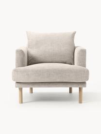 Sofa fauteuil Adrian, Bekleding: 47% viscose, 23% katoen, , Frame: multiplex, Poten: eikenhout, geolied Dit pr, Geweven stof lichtbeige, B 90 x D 95 cm