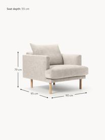 Sofa fauteuil Adrian, Bekleding: 47% viscose, 23% katoen, , Frame: multiplex, Poten: eikenhout, geolied Dit pr, Geweven stof lichtbeige, B 90 x D 95 cm