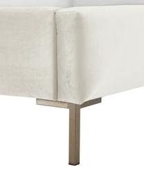 Samt-Polsterbett Dusk, Bezug: Polyestersamt Der hochwer, Korpus: Massives Kiefernholz, FSC, Samt Hellbeige, B 160 x L 200 cm