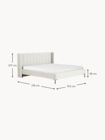 Gestoffeerd fluwelen bed Dusk, Bekleding: polyester fluweel Met 30., Frame: massief grenenhout en pla, Poten: gepoedercoat metaal Dit p, Fluweel lichtbeige, B 160 x L 200 cm