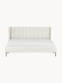 Sametová čalouněná postel Dusk, Světle béžová, Š 160 x D 200 cm