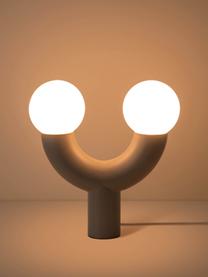 Lampe à poser artisanale à intensité variable Tube, Blanc, beige, larg. 27 x haut. 28 cm