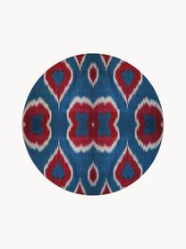 Plato postre artesanal de porcelana Ikat, Porcelana, Azul, rojo óxido, blanco, Ø 21 cm