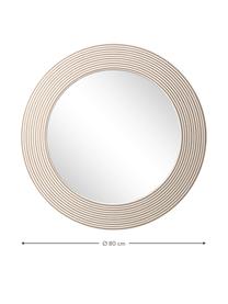 Espejo de pared redondo de madera Furrows, Espejo: cristal, Beige, blanco, Ø 80 x F 5 cm