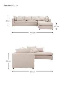 Grosses Ecksofa Zach in Beige, Bezug: Polypropylen Der hochwert, Webstoff Beige, B 300 x T 213 cm, Eckteil links