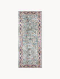 Tapis de couloir Keshan Maschad, 100 % polyester, Turquoise, multicolore, larg. 80 x long. 200 cm