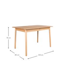 Ausziehbarer Esstisch Glimps aus Eschenholz, Beine: Massives Eschehnolz, Tischplatte: Mitteldichte Holzfaserpla, Eschenholz, B 120 bis 162 x T 80 cm