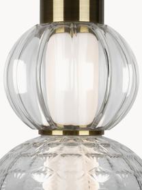 Ručne fúkané malé závesné LED svietidlo Collar, Biela, priehľadná, odtiene zlatej, Ø 15 x V 48 cm