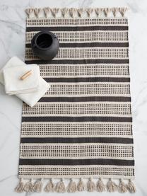 Dywanik łazienkowy z bawełny z chwostami Gerda, 100% bawełna, Szary, czarny, S 80 x D 120 cm