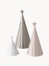 Decoratieve kerstboomset Vassi, set van 3, Gepoedercoat metaal, Beige, lichtroze, wit, Set met verschillende formaten