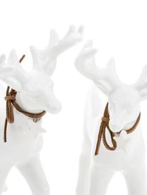 Set di 2 renne in porcellana Ben, Porcellana, Bianco, Alt. 11 cm