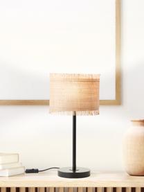 Lámpara de mesa de jacintos de agua Raffy, Pantalla: jacintos de agua, Estructura: metal recubierto, Cable: cubierto en tela, Beige claro, negro, Ø 22 x Al 46 cm