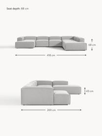 Canapé lounge modulable Lennon, Tissu gris, larg. 418 x prof. 269 cm, méridienne à gauche