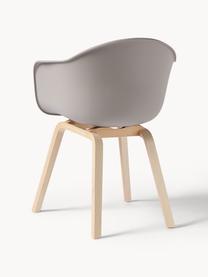 Krzesło z podłokietnikami z tworzywa sztucznego Claire, Nogi: drewno bukowe, Greige, drewno bukowe, S 60 x G 54 cm