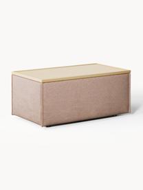 Sofa-Hocker Lennon aus Leinen-Mix mit Stauraum, Bezug: 50 % Viskose, 25 % Leinen, Tablett: Eichenholz, Spannplatte m, Gestell: Spanplatte, mitteldichte , Füße: Kunststoff Dieses Produkt, Leinen-Mix Rostrot, helles Eichenholz, B 88 x T 50 cm