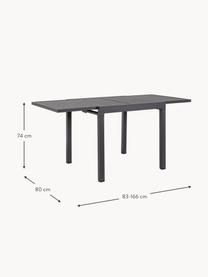 Table de jardin extensible Pelagius, Aluminium, revêtement par poudre, Anthracite, larg. 83 - 166 x prof. 80 cm