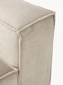 Middelste module Lennon van corduroy, Bekleding: corduroy (92% polyester, , Frame: massief grenenhout, multi, Poten: kunststof De poten bevind, Corduroy lichtbeige, B 89 x D 119 cm