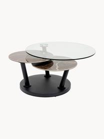 Mesa de centro Avignon, Tablero: vidrio, cerámica, Negro, transparente, aspecto mármol, Ø 80 x Al 45 cm