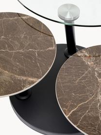 Table basse Avignon, Noir, transparent, aspect marbre, Ø 80 x haut. 45 cm