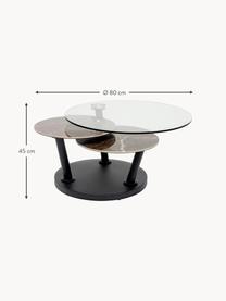 Table basse Avignon, Noir, transparent, aspect marbre, Ø 80 x haut. 45 cm