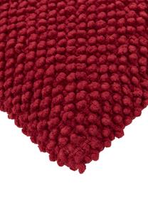 Federa arredo color rosso scuro con superficie strutturata Indi, 100% cotone, Rosso scuro, Larg. 45 x Lung. 45 cm