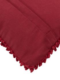 Federa arredo color rosso scuro con superficie strutturata Indi, 100% cotone, Rosso scuro, Larg. 45 x Lung. 45 cm