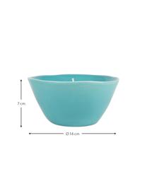 Geurkaars Anna (citronella), Houder: keramiek, glanzend, Turquoise, wit, Ø 14 x H 7 cm