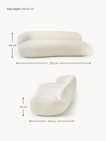 Sofa Alba (3-Sitzer) aus Teddy-Bouclé, Bezug: 100 % Polyester Der strap, Gestell: Massives Fichtenholz, Kie, Teddy-Bouclé Off White, B 235 x T 114 cm, Rückenlehne links