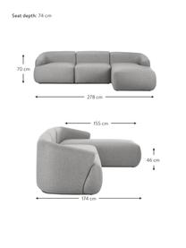 Modulares Ecksofa Sofia, Bezug: 100% Polypropylen Der hoc, Gestell: Massives Kiefernholz, Spa, Füße: Kunststoff, Webstoff Grau, B 278 x T 174 cm, Eckteil rechts