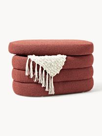 Banco pequeño tapizado en tejido bouclé con espacio de almacenamiento Alto, Tapizado: tejido bouclé (100% polié, Estructura: madera de pino, contracha, Bouclé rojo óxido, An 82 x L 47 cm