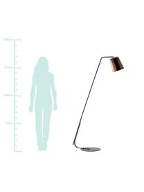 Stehlampe Anina, Metall, Schwarz, Messingfarben, 103 x 171 cm