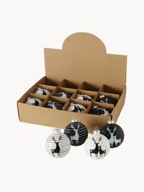 Kerstballen Blacky, set van 4, Zwart, wit, Ø 8 cm